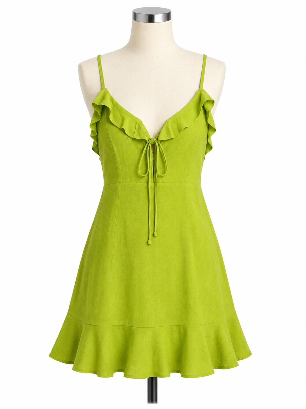 Lulus Here to Dance Lime Green Lace-Up Mini Dress - Size S